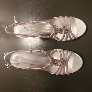 Touch of Nina Silver heels with jewelry embellishment